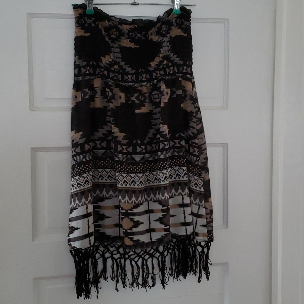 Steve Madden Black Geometric Swimsuit Cover Up L